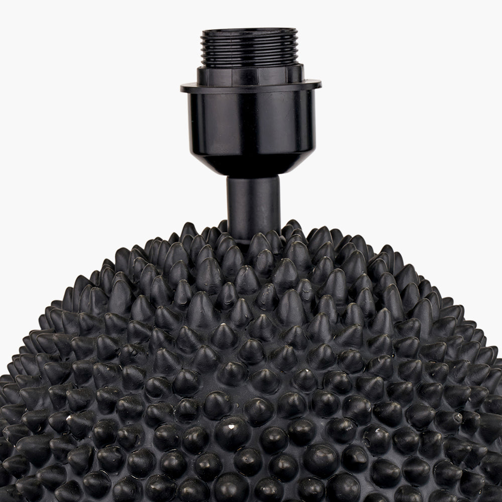 Wrenley Black Ceramic Sea Urchin Table Lamp with Henry 35cm White Handloom Cylinder Shade